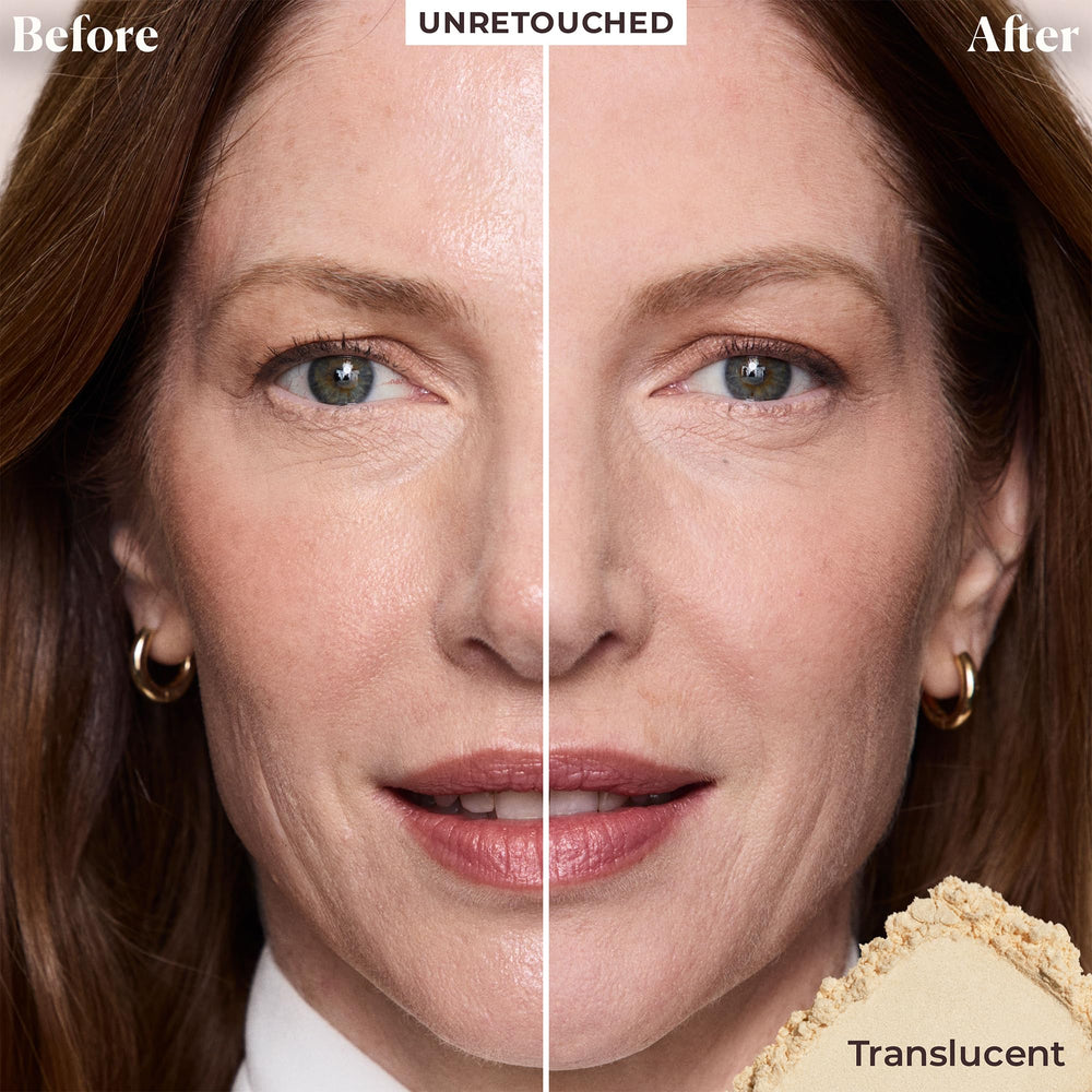 Laura Mercier translucent powder on skin reveals a soft matte finish
