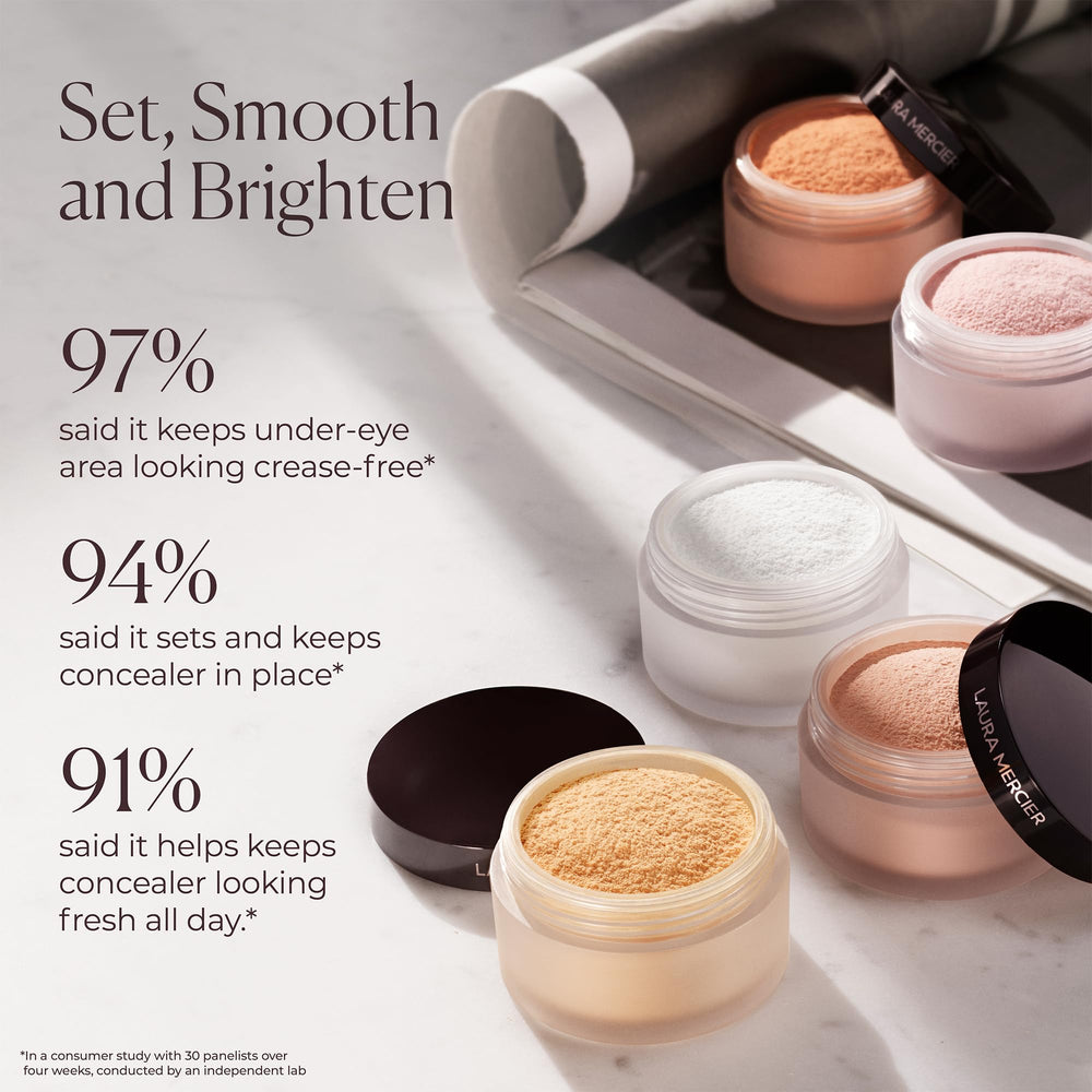 Laura Mercier Secret Brightening under-eye powder shows peach-pink pigments color correcting discoloration
