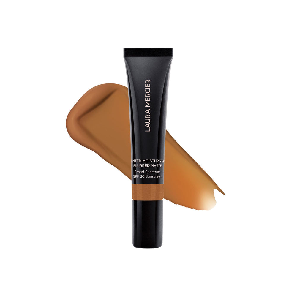 Laura Mercier tinted moisturizer bottle with blurred matte finish for shine control