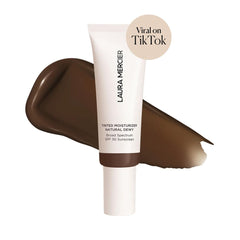 Laura Mercier tinted moisturizer swatch demonstrates sheer to light buildable coverage.