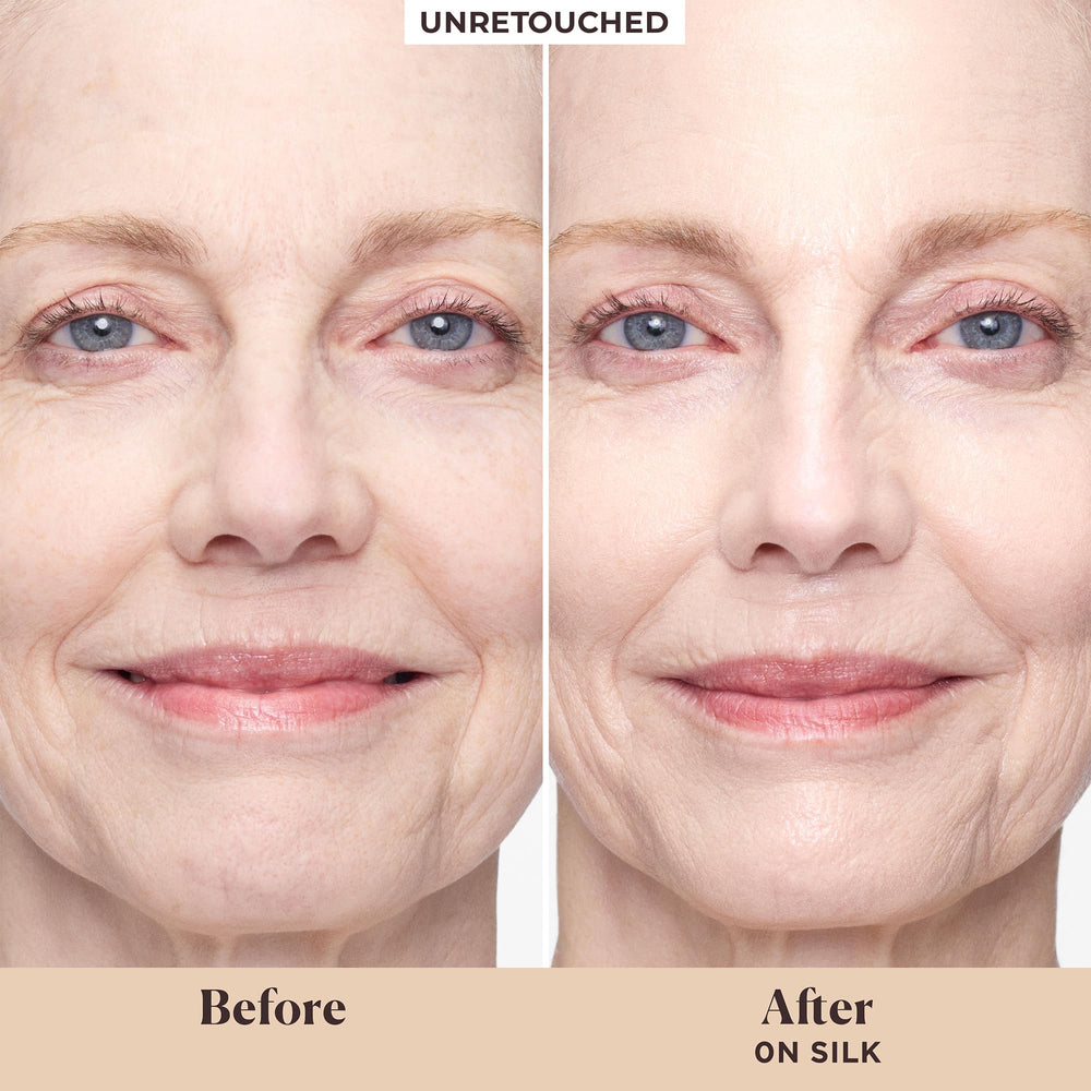 Laura Mercier swatch on hand reveals sheer-to-light coverage for a natural look.