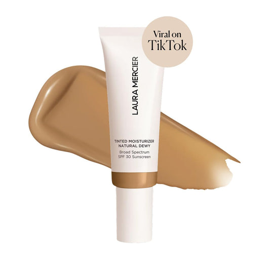 Laura Mercier tinted moisturizer teak swatches reveal sheer to light buildable coverage