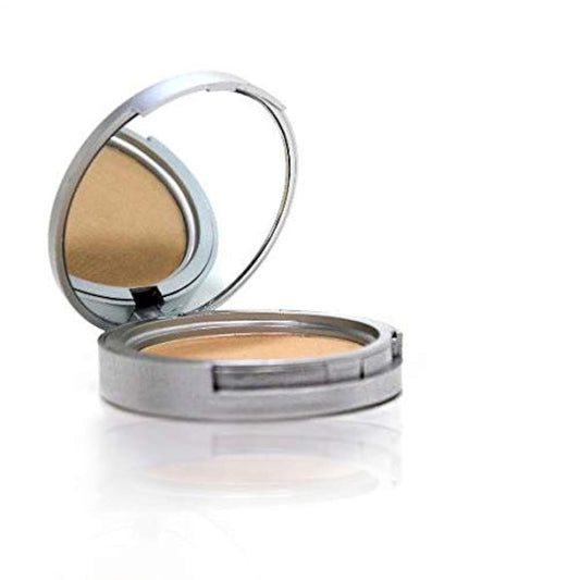 Lauren Brooke Cosmetiques pressed foundation bottle demonstrates lightweight texture and natural finish.