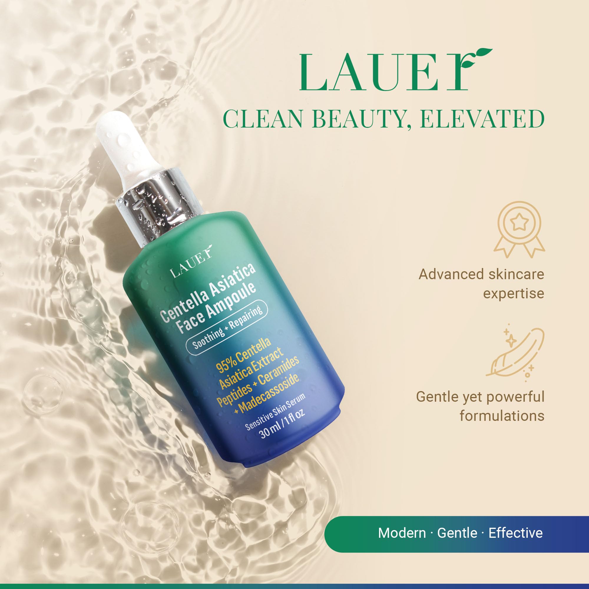 Vegan fragrance-free LAUER COSMETIC Centella serum suitable for sensitive skin