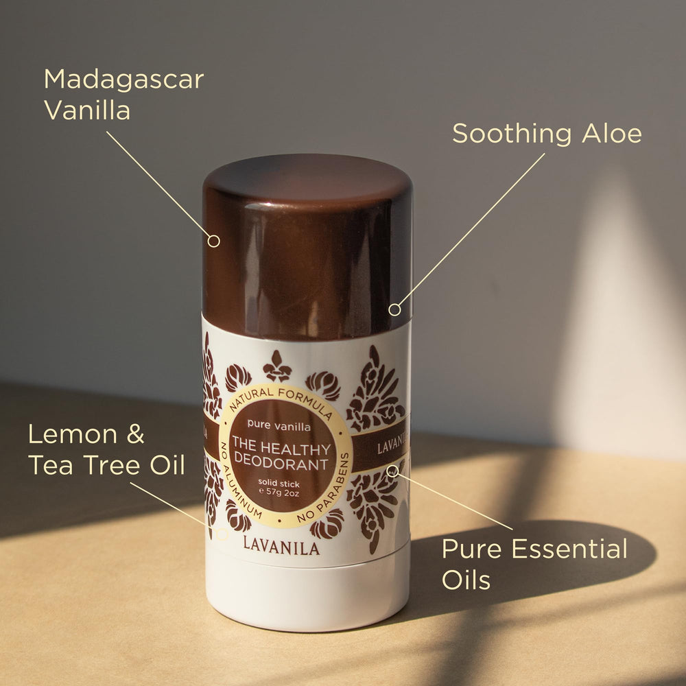 Lavanila aluminum-free deodorant packaging highlights clean ingredients
