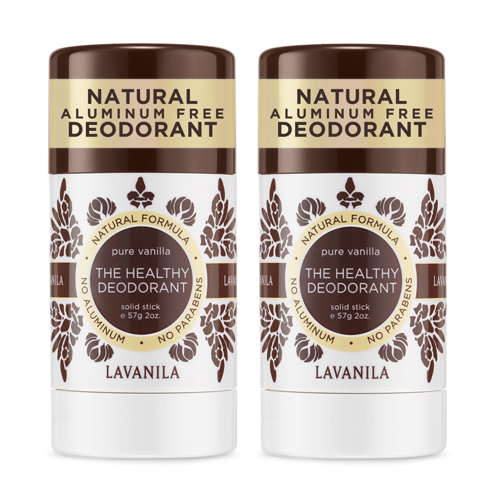 Lavanila Pure Vanilla Deodorant 2-pack shown for all-day odor protection