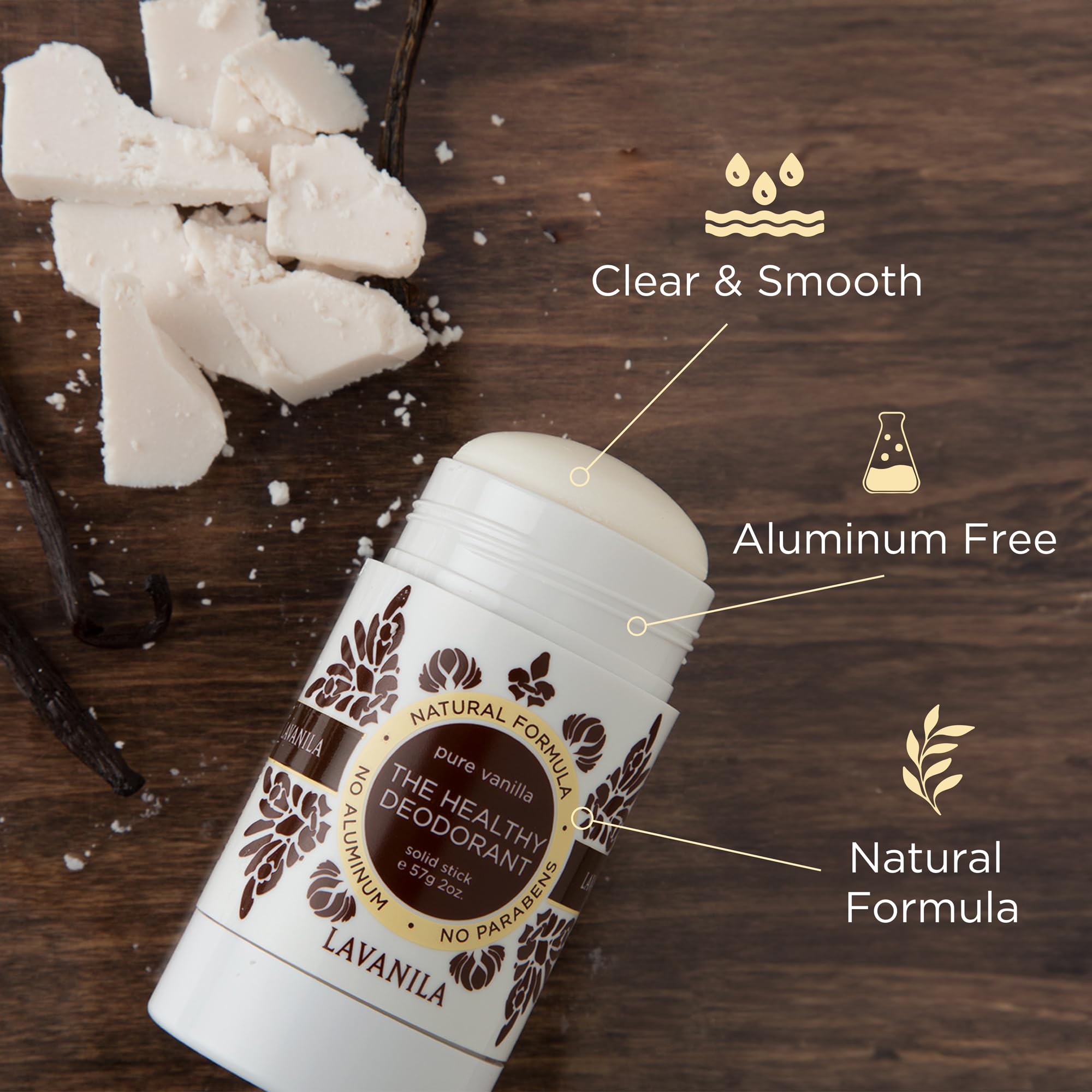Lavanila Pure Vanilla Deodorant stick applying smoothly for daily freshness