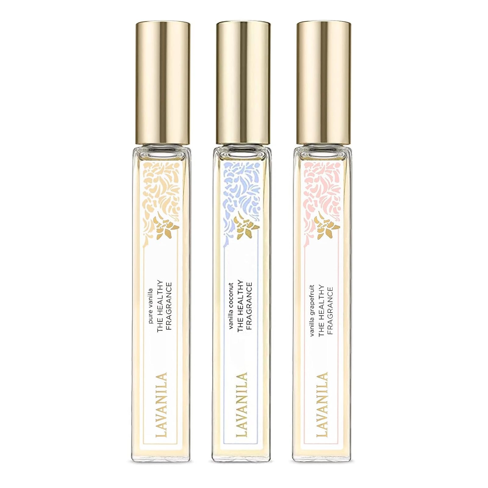 Lavanila Vanilla Coconut roller bottle close-up for portable, long-lasting tropical aroma.
