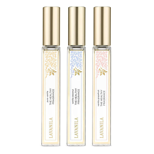 Lavanila Vanilla Coconut roller bottle close-up for portable, long-lasting tropical aroma.