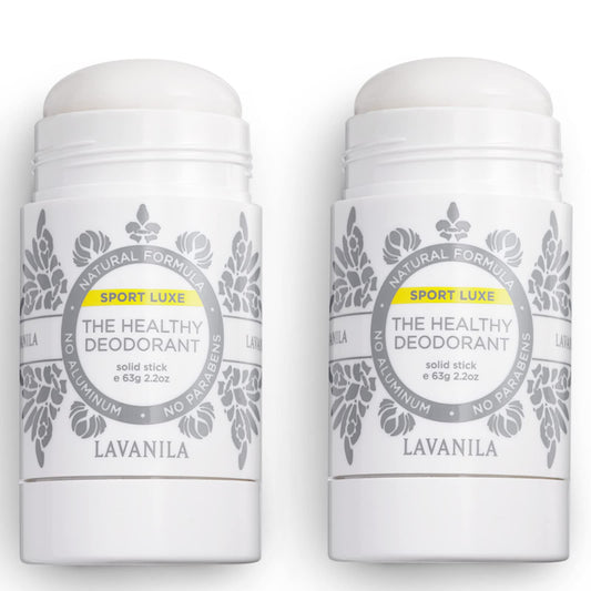 Lavanila Sport Luxe aluminum-free label close-up promoting clean protection