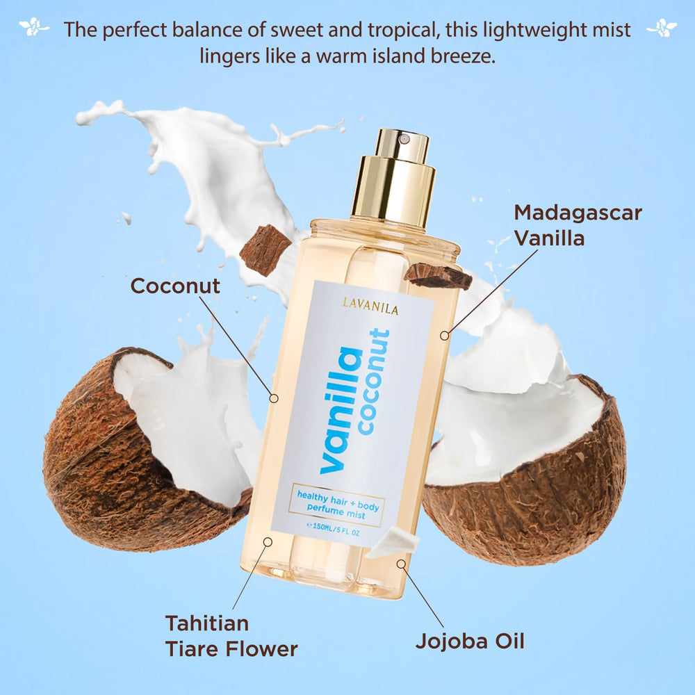 Close-up of jojoba oil in Lavanila mist for skin and hair nourishment
