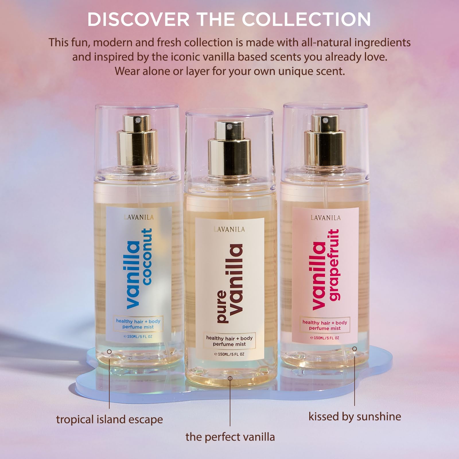 Lightweight formula of Lavanila mist feels airy on hair