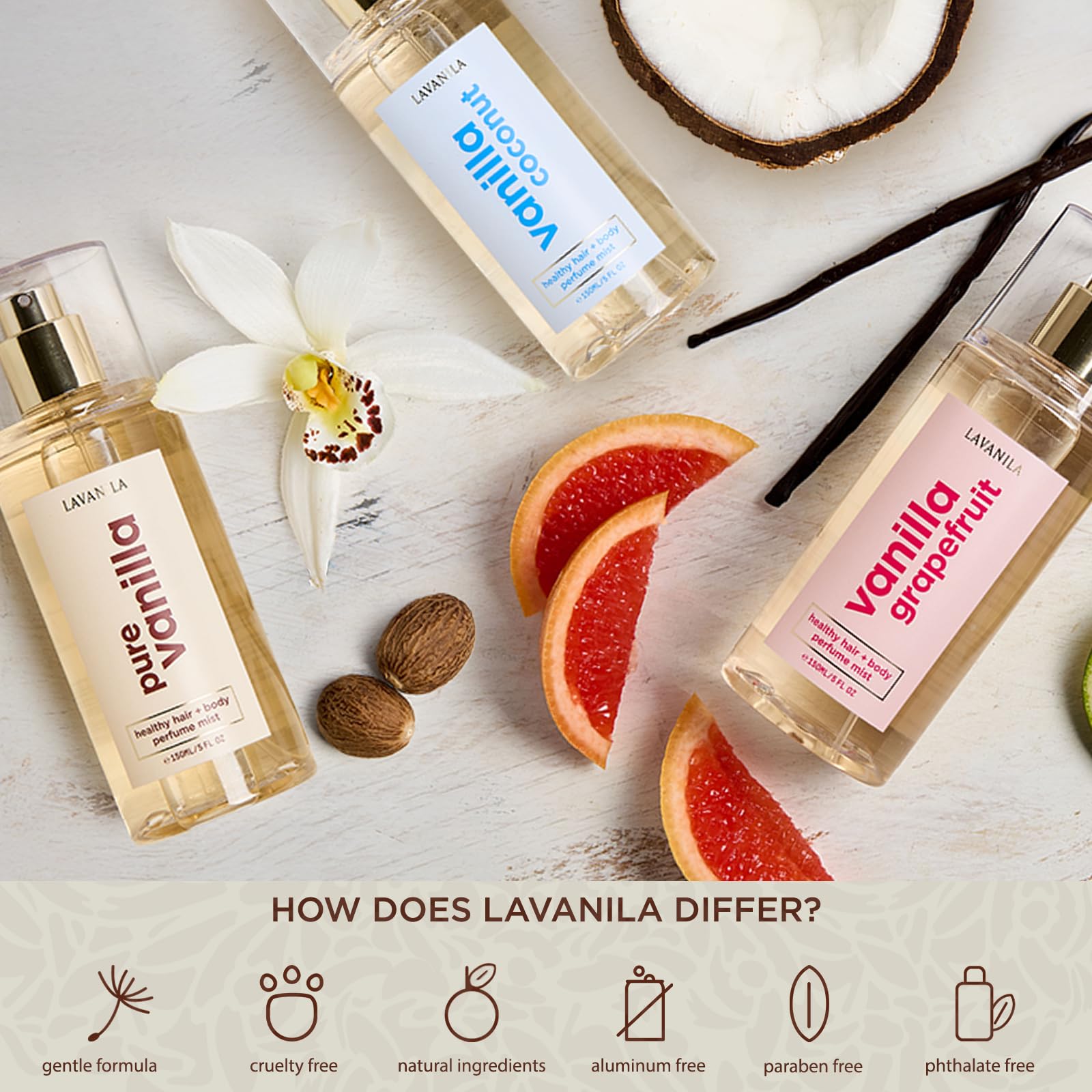 Vanilla note from Lavanila mist creates warm, inviting aroma