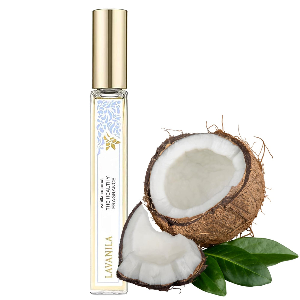 Lavanila Vanilla Coconut bottle glow evoking an island escape