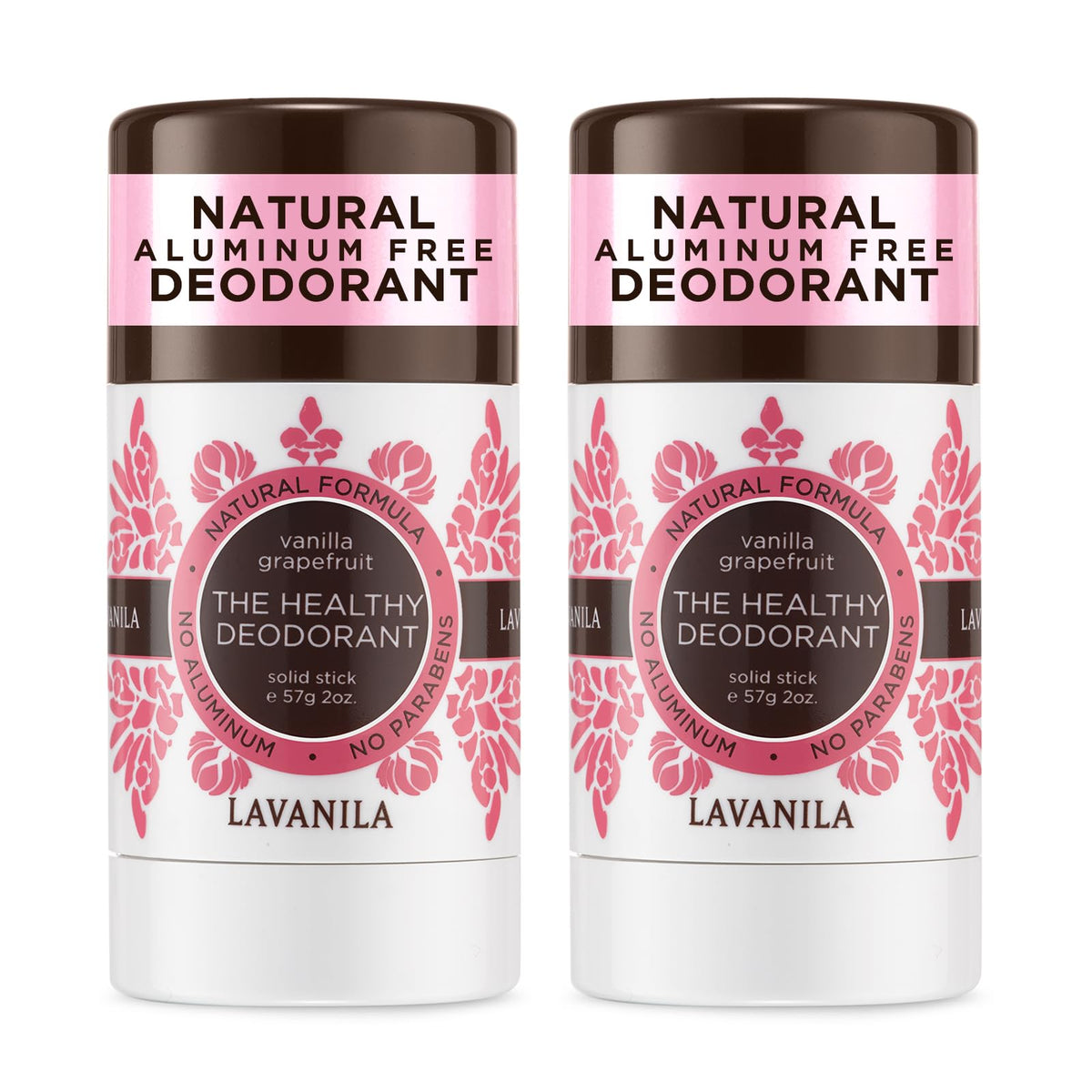 Lavanila Vanilla Grapefruit deodorant stick bundle provides long-lasting odor protection.