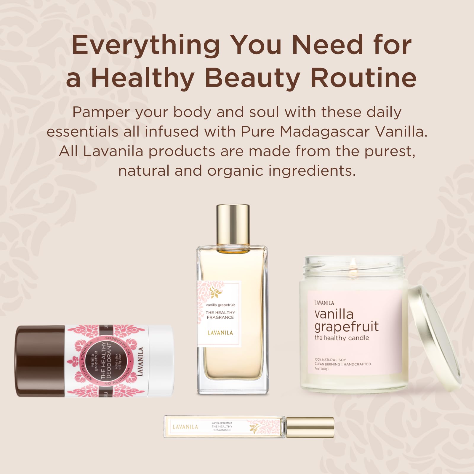 Lavanila Vanilla Grapefruit packaging is sleek and travel-friendly for daily carry
