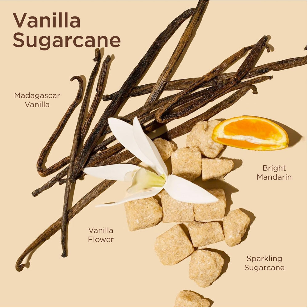 Lavanila Vanilla Sugarcane applied on dry skin for a long-lasting scent.