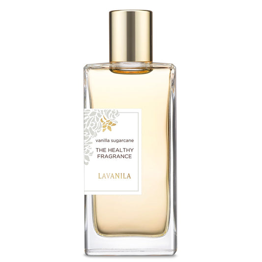Lavanila Vanilla Sugarcane perfume bottle on a clean vanity for daily wear.
