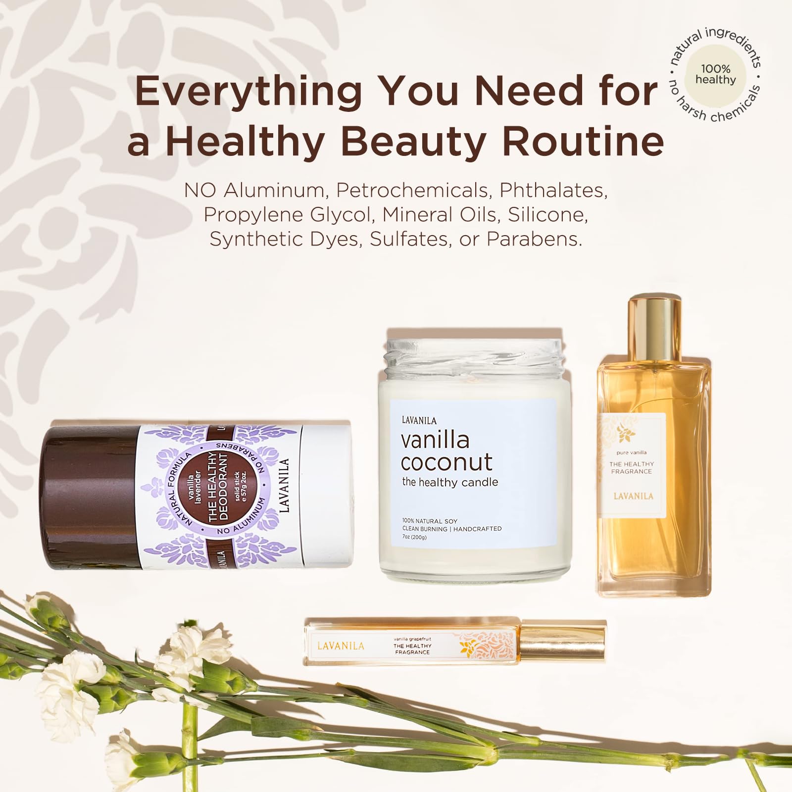 Lavanila vegan cruelty-free logo confirms compassionate, planet-friendly formula.