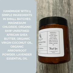Lavender Magnesium Lotion packaging on shelf highlights U.S.-made, ethical skincare.