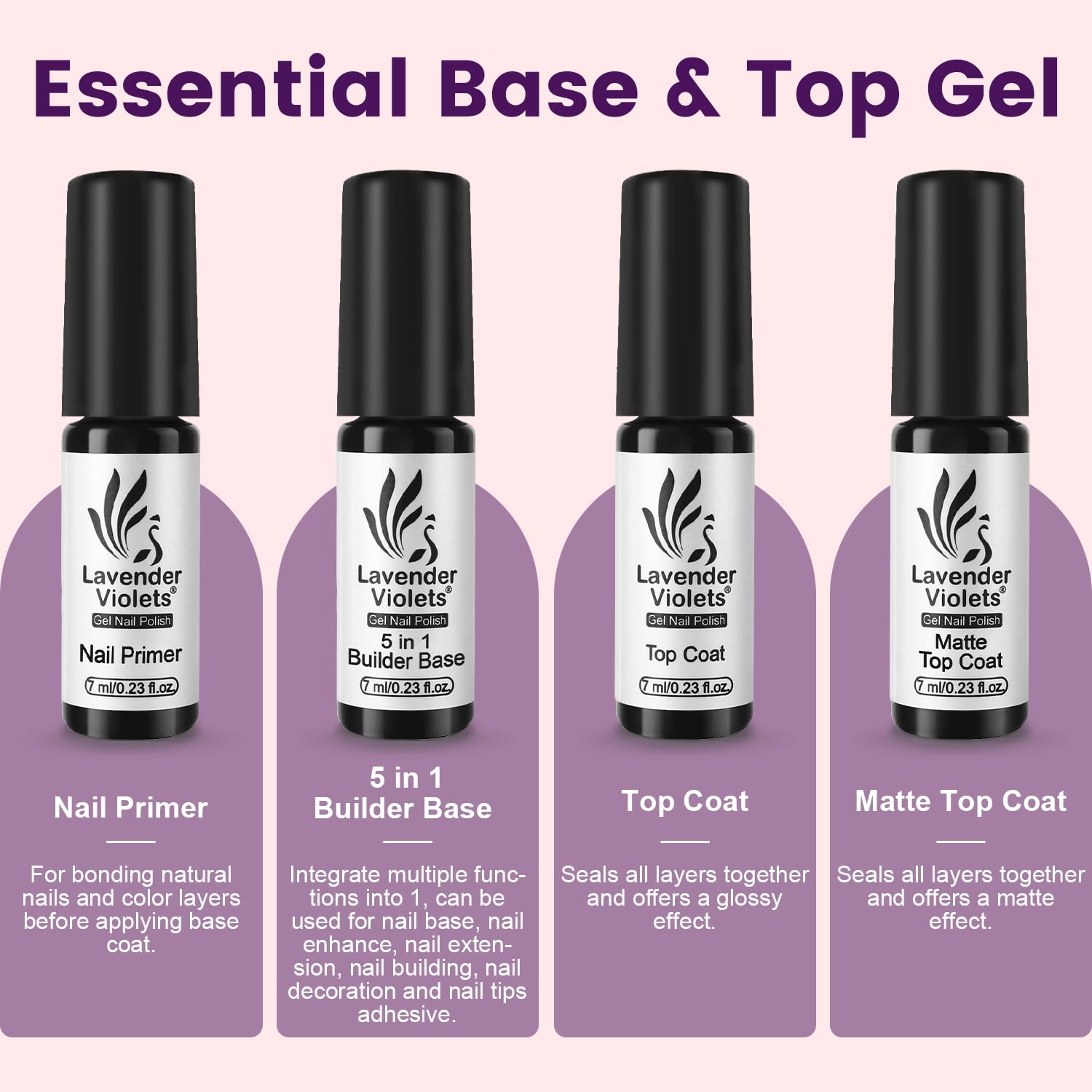 Lavender Violets builder base coat provides strong base adhesion for longer wear.