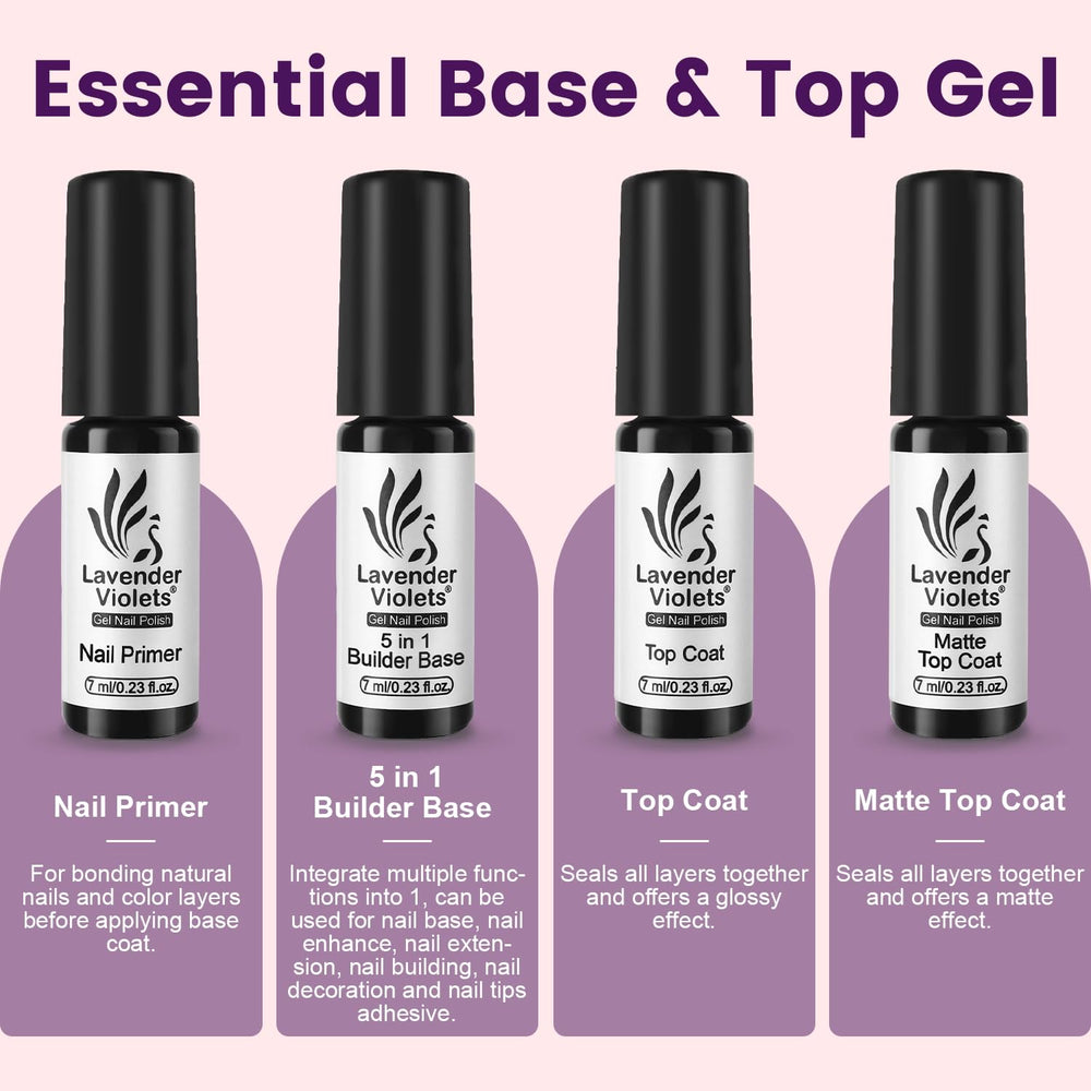 Lavender Violets builder base coat provides strong base adhesion for longer wear.
