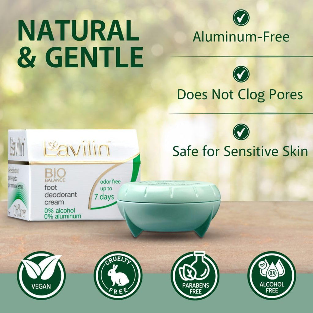 Up to seven days of odor control with Lavilin Foot Deodorant.