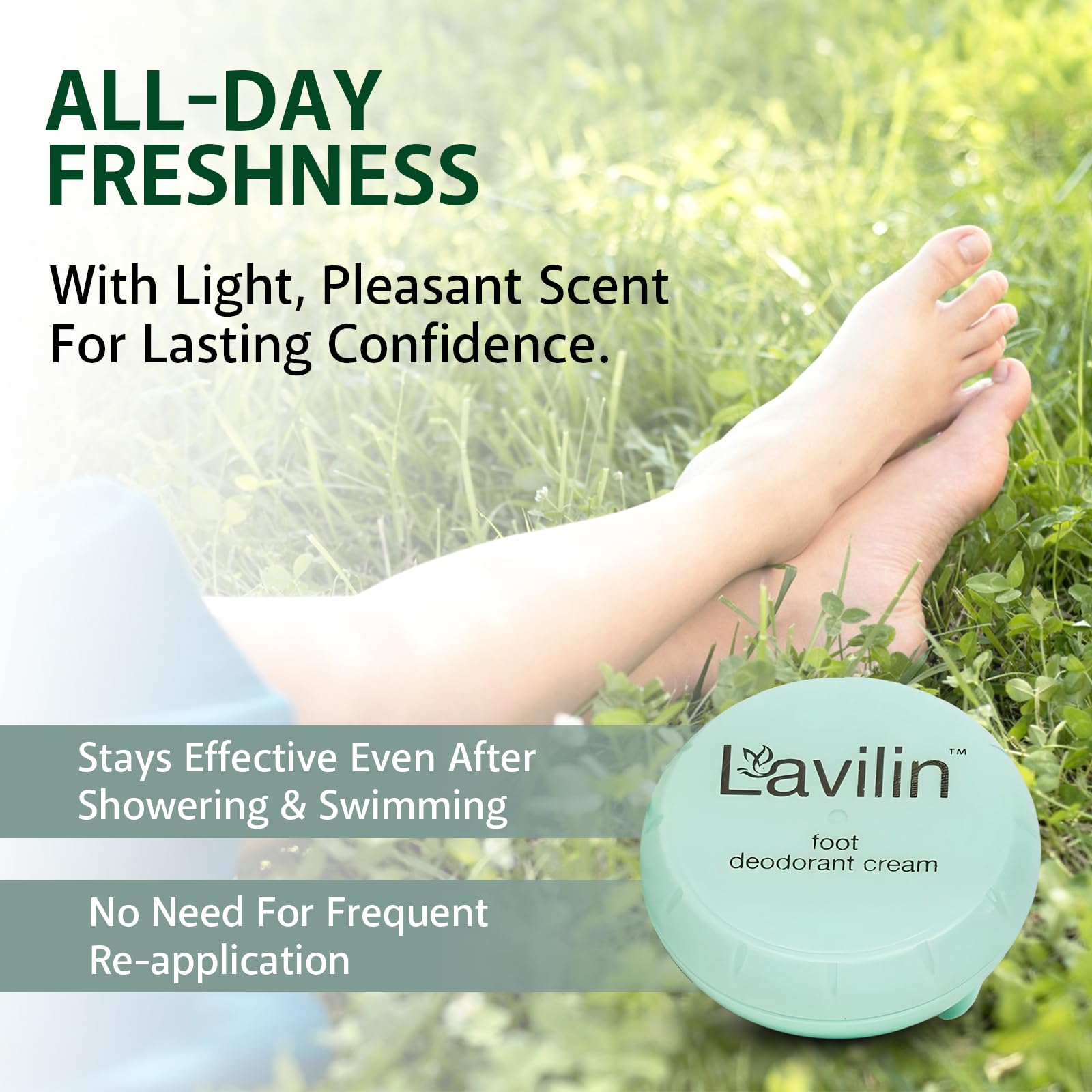 Cream texture of Lavilin Foot Deodorant for daily use.