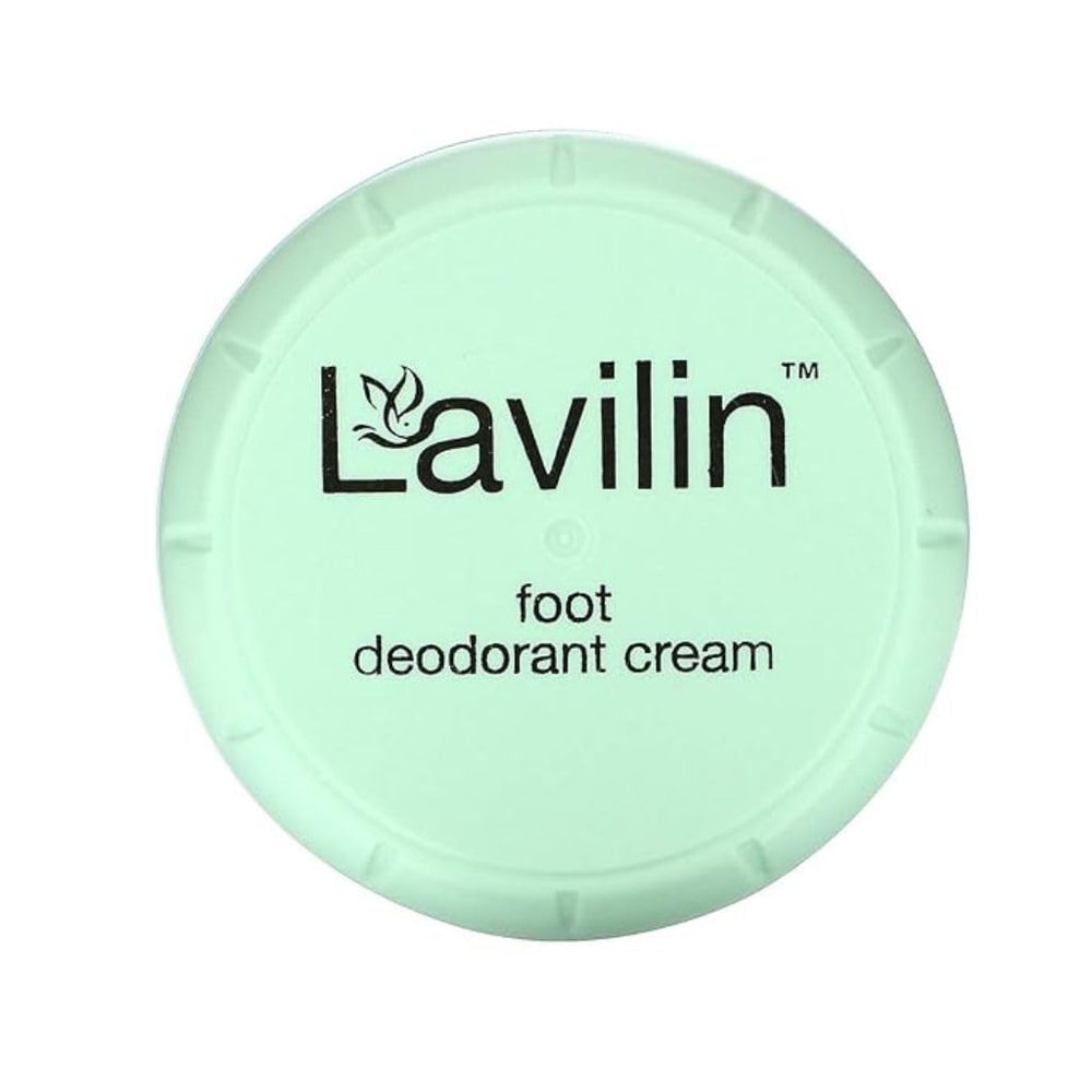 Lavilin Foot Deodorant Cream tube close-up showing long-lasting freshness.