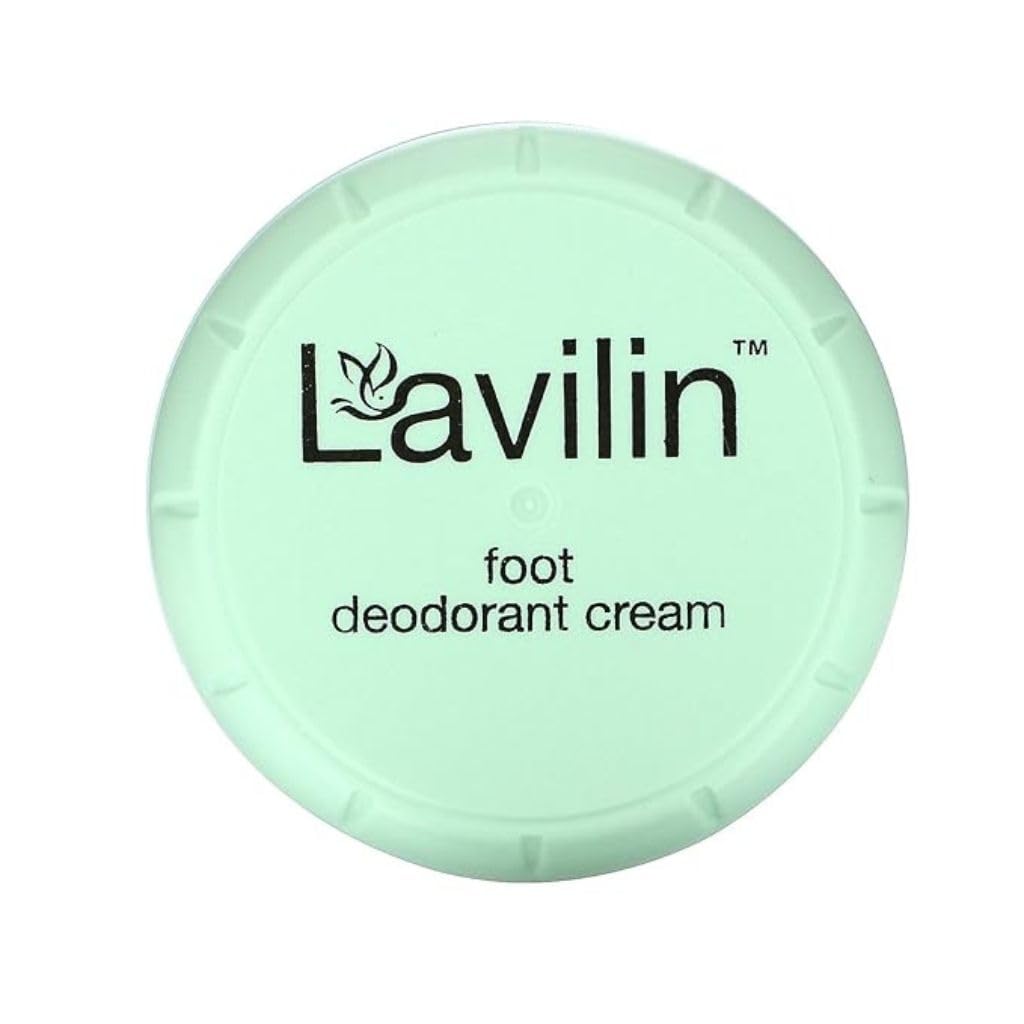 Lavilin Foot Deodorant Cream tube close-up showing long-lasting freshness.