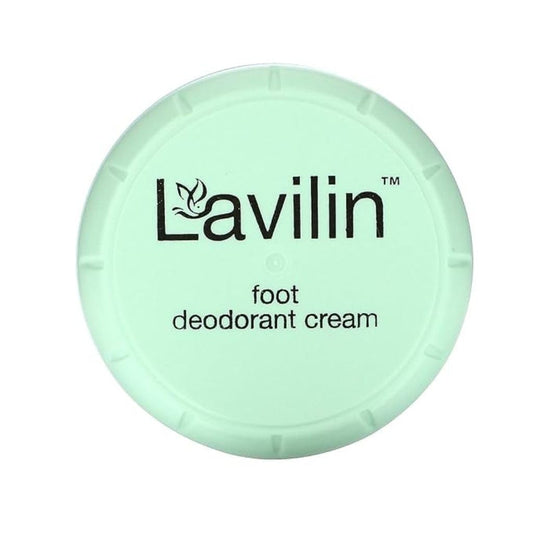 Lavilin Foot Deodorant Cream tube close-up showing long-lasting freshness.