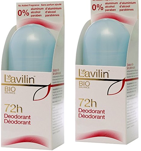 Lavilin roll-on deodorant 2.1 oz 2-pack provides long-lasting odor control for active lifestyles.