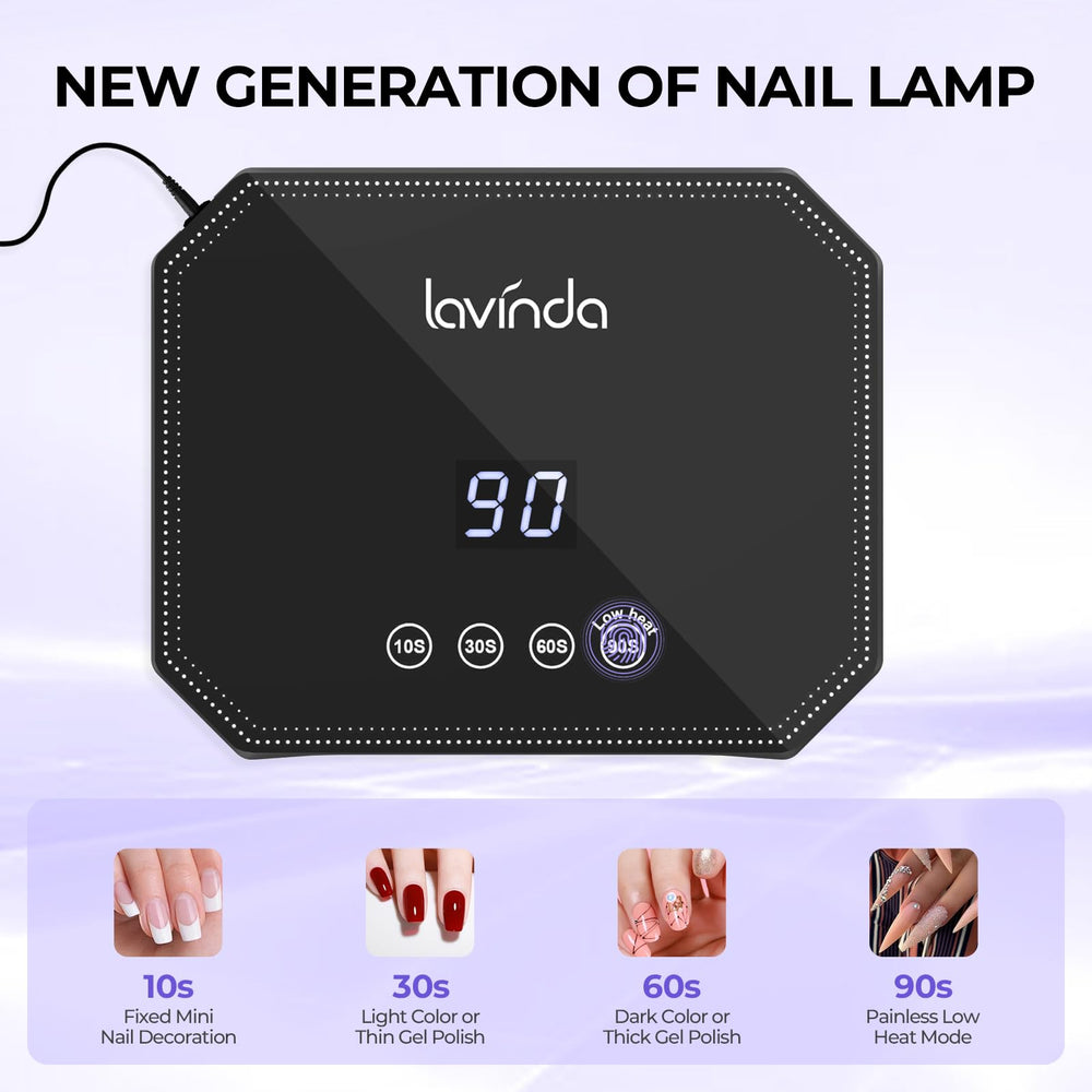 Lavinda 54W UV LED Nail Lamp auto sensor for hands-free curing convenience.