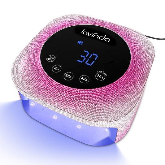 Lavinda gradient pink nail lamp front view for quick, even gel curing at home.