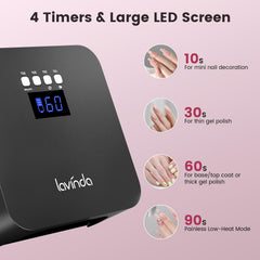 Lavinda NovaGlow Black cordless operation for salon-quality nails anywhere.