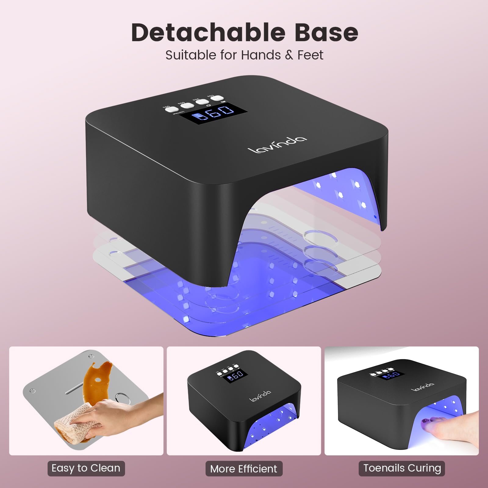 Lavinda NovaGlow Black Type-C port for fast recharging on the go.