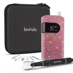 Lavinda professional nail drill with pink crystal exterior for stylish at home manicures