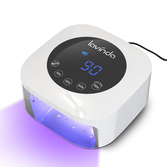 Lavinda UV nail lamp front view with large LCD display for precise curing at home