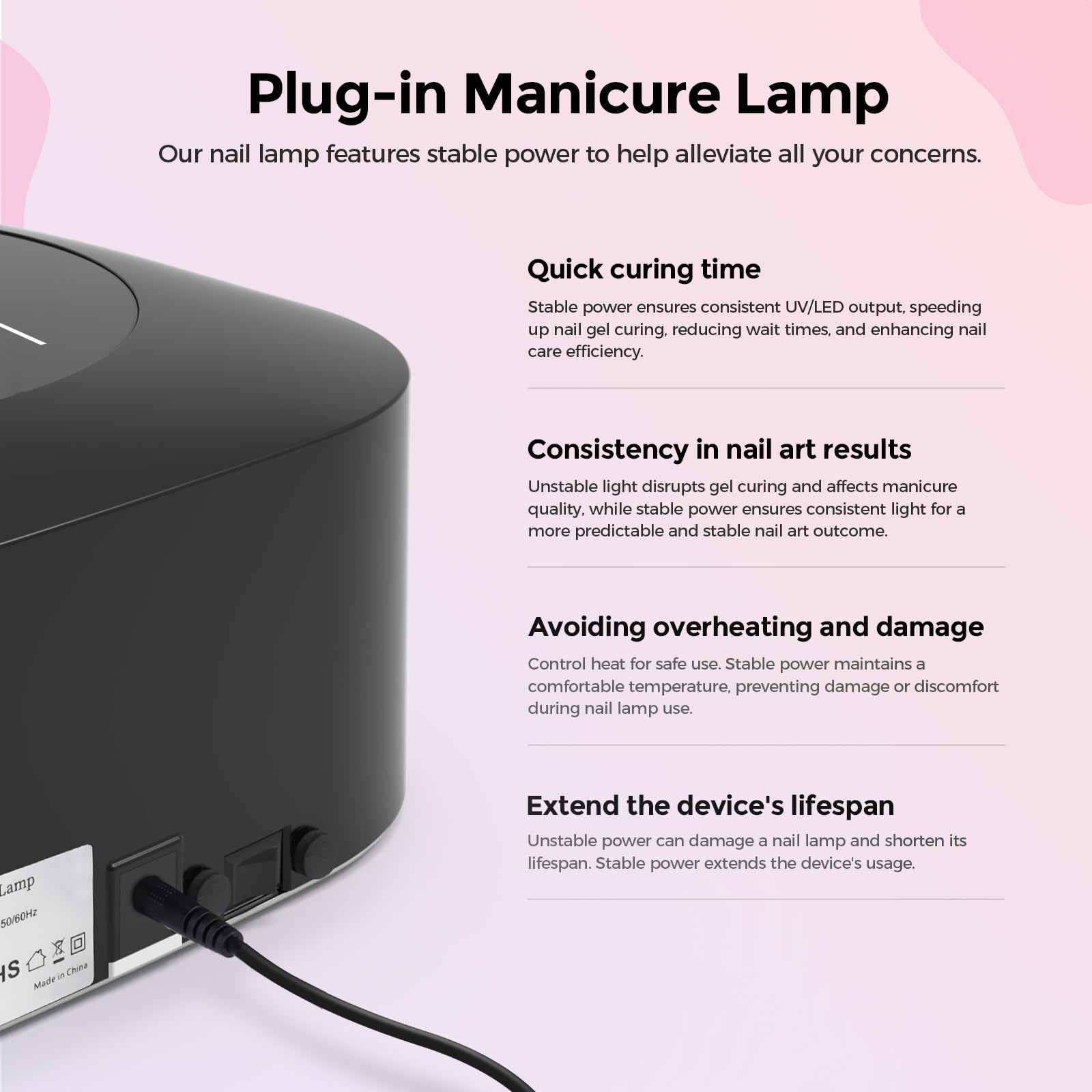 Lavinda UV nail lamp magnetic base for stable placement.