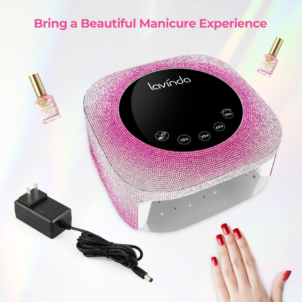 Lavinda nail lamp in use during a gel manicure for salon-grade results.