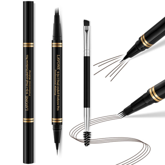 LAVONE 2-in-1 eyebrow pen Brunette creates natural, hair-like strokes.