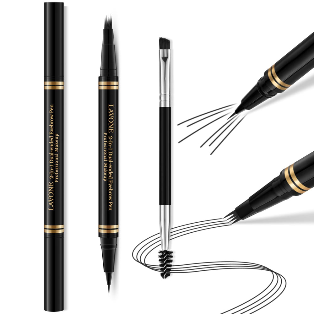 LAVONE 2in1 eyebrow pen with 4-tip microblade for natural brows