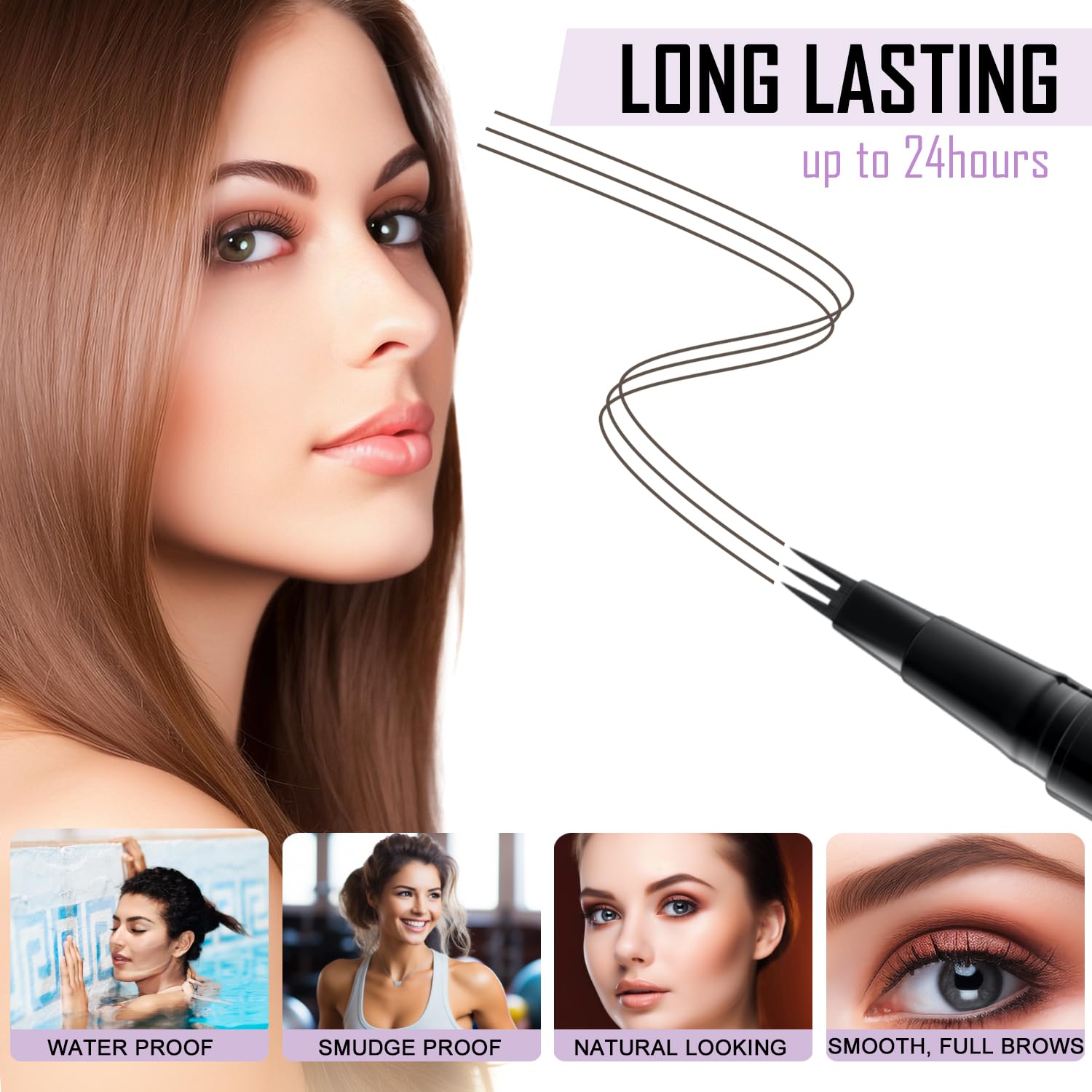 LAVONE dual-ended eyebrow brush for shaping and blending.