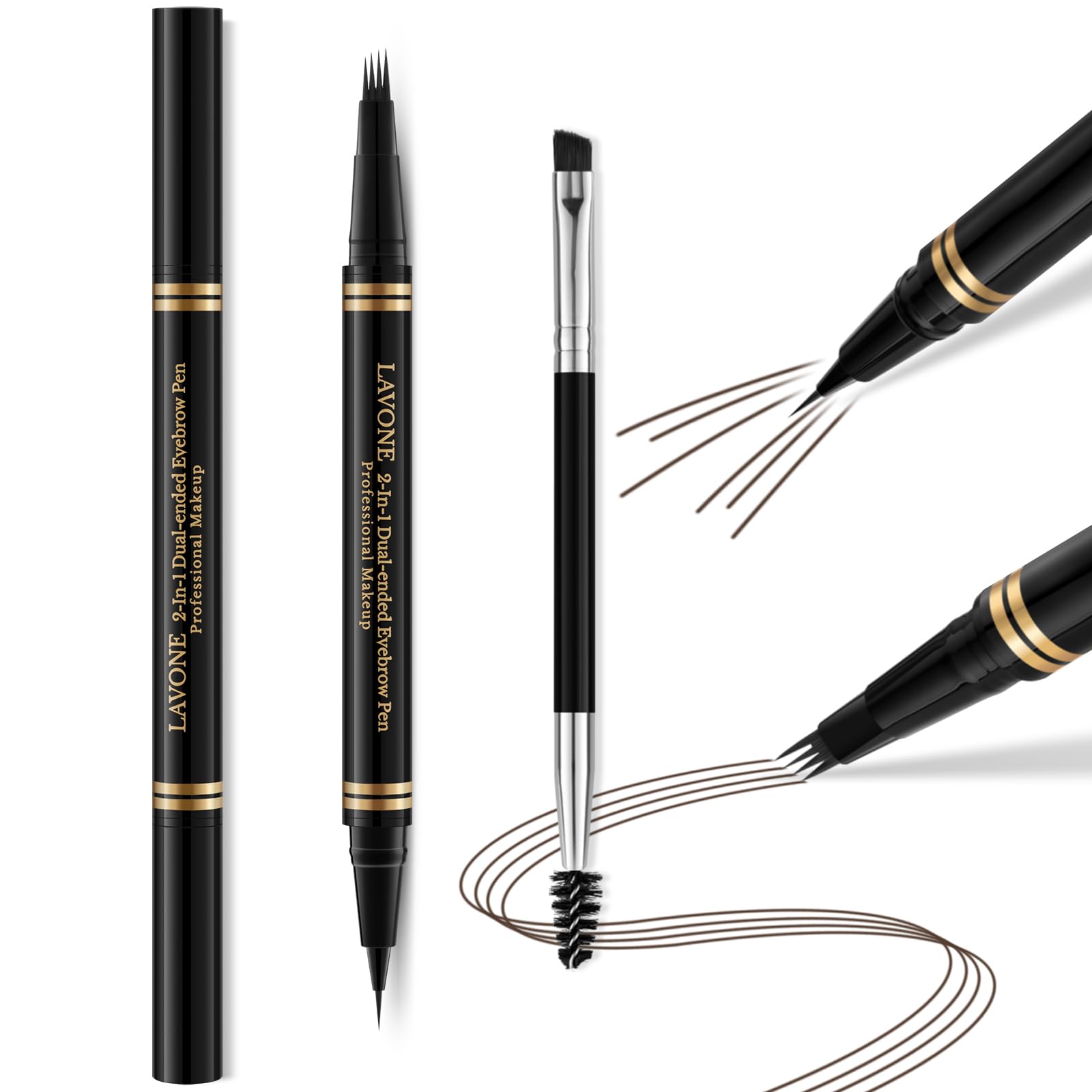 LAVONE Eyebrow Pen with 2-in-1 dual-ended tips for natural hair-like strokes.
