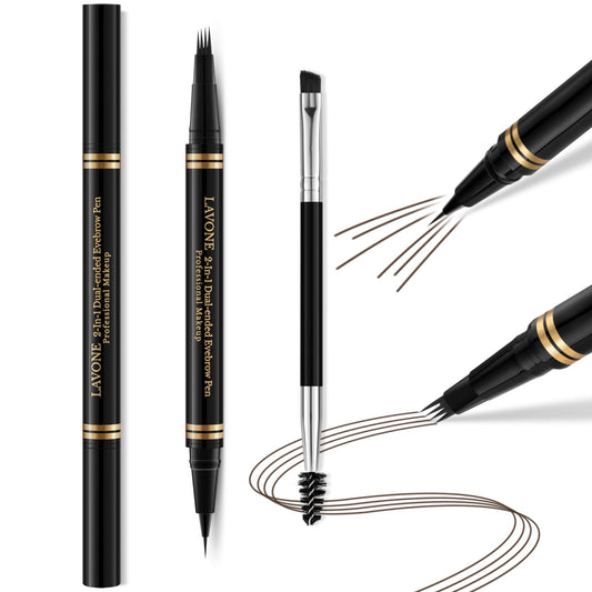 LAVONE Eyebrow Pen with 2-in-1 dual-ended tips for natural hair-like strokes.