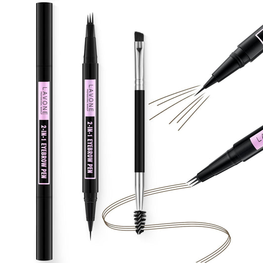LAVONE 3-tip microblading brow pen creates natural ash brown brows.