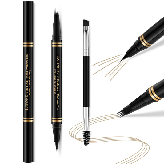 LAVONE 4-tip microblade eyebrow pen creates natural hair-like strokes.