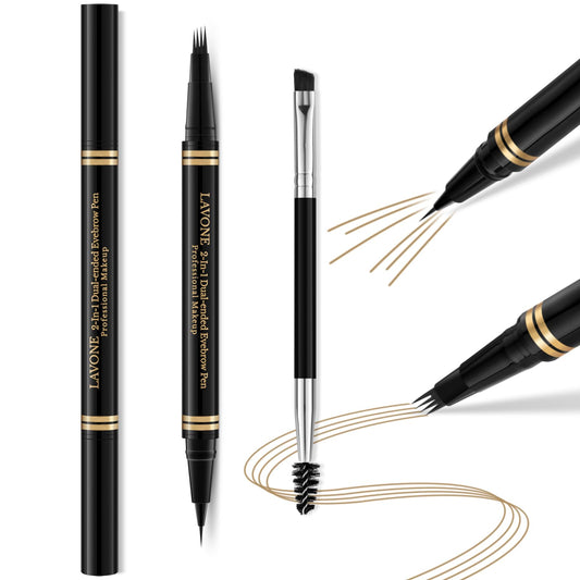 LAVONE Eyebrow Pen 4-tip microblade creates natural hair-like strokes.