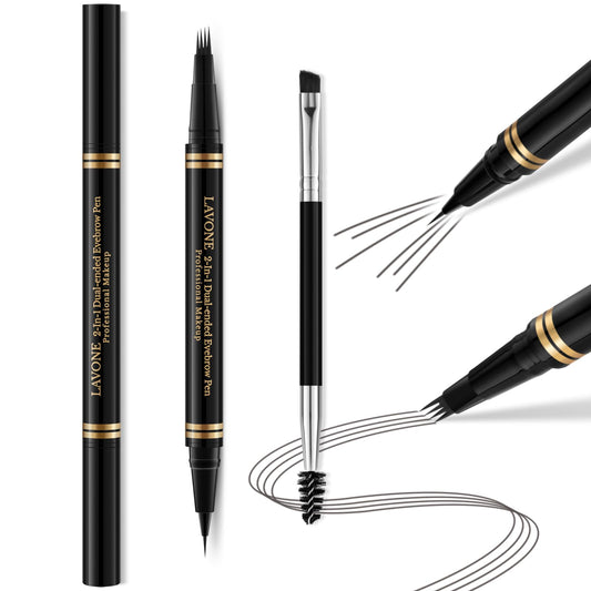 LAVONE eyebrow pen 4-tip microblading for natural hair-like strokes to fill sparse areas