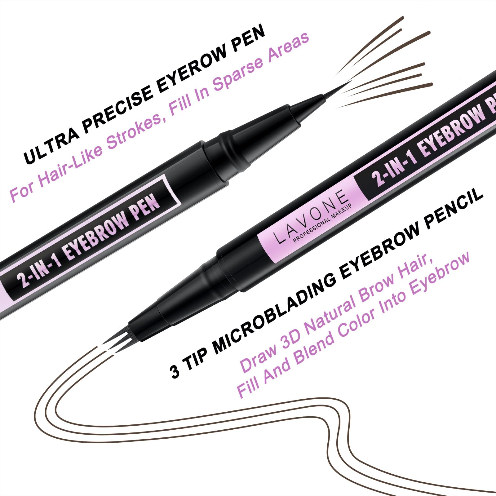 LAVONE Dual-ended brush for shaping and blending brows with precision.